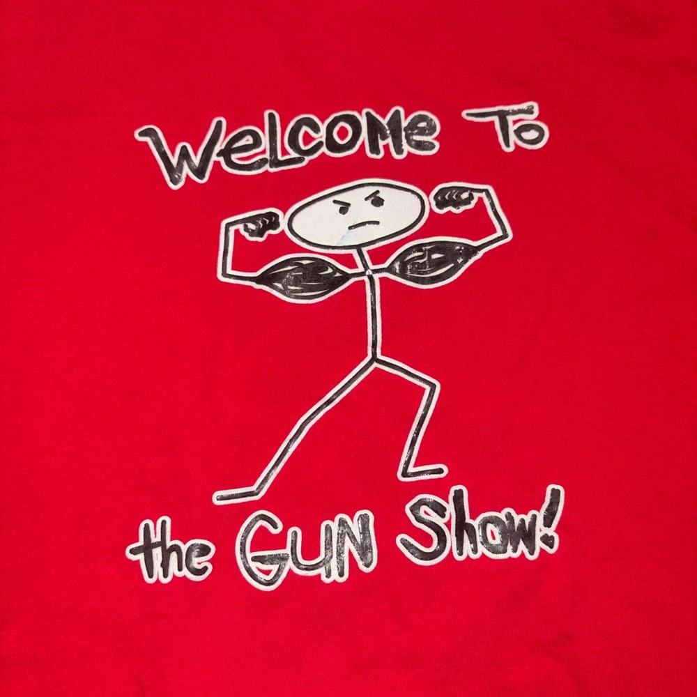 Graphic Welcome To‎ The Gun Show T-Shirt Kids XL Red Hybrid Tees